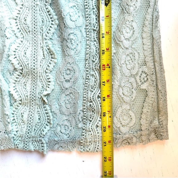 Simplee Puff Sleeve Keyhole Back Lace Blouse SMALL Green Feminine Coquette Fairy - Picture 11 of 14